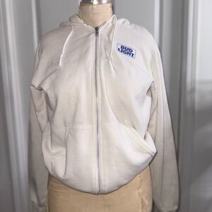 Bud Light White Zip-Up Hoodie